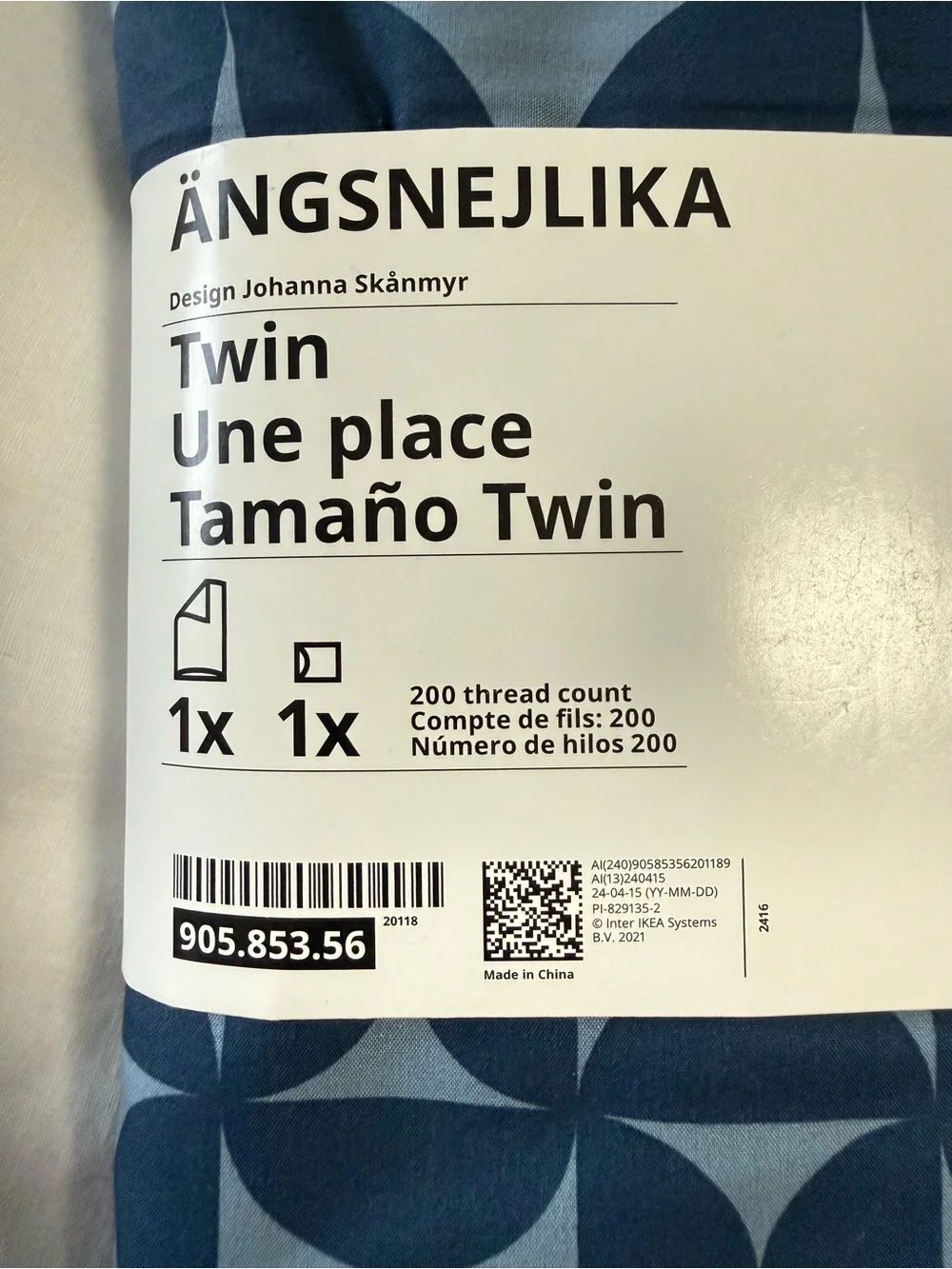 IKEA | Blue ANGSNEJLIKA Twin Duvet Cover and Pillowcase Set | NWT